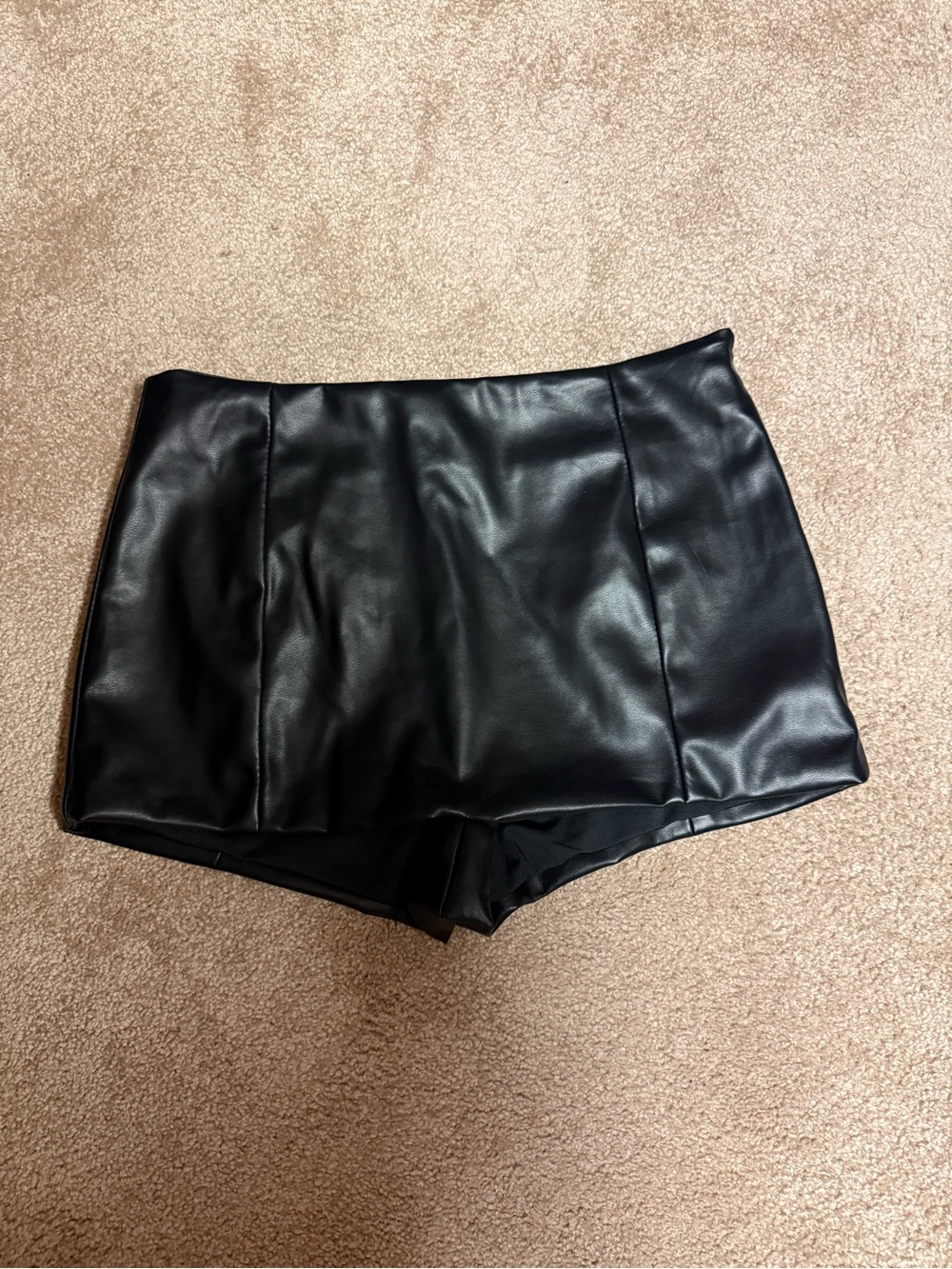 Black Faux Leather Women’s Shorts (unknown brand)